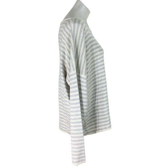 Eileen Fisher Striped Organic Cotton Linen Bateau Neck Sweater NWT - Picture 3 of 12